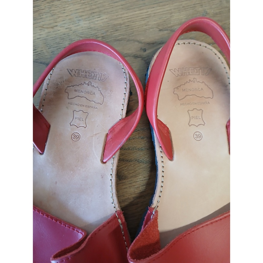 Wetis red leather sandal meorcan flats EU 39 flaw NEW - Picture 3 of 5